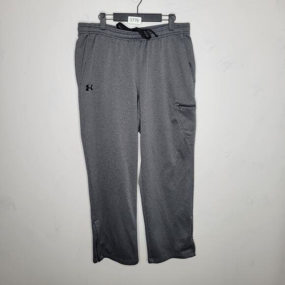Under Armour Sweat Pants Size XL Loose Gray Spell Out Ankle Zip Wide Leg - Picture 1 of 13